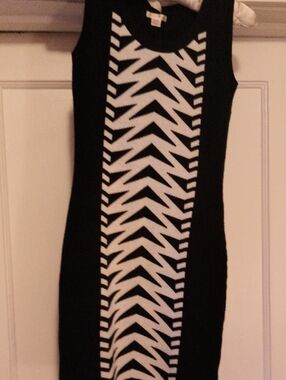 Xhilaration Black & White Chevron Panel Mini Dress